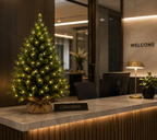 Burlap Table top Christmas tree with battery 60 cm