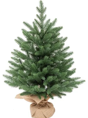 Burlap Table top Christmas tree with battery 60 cm