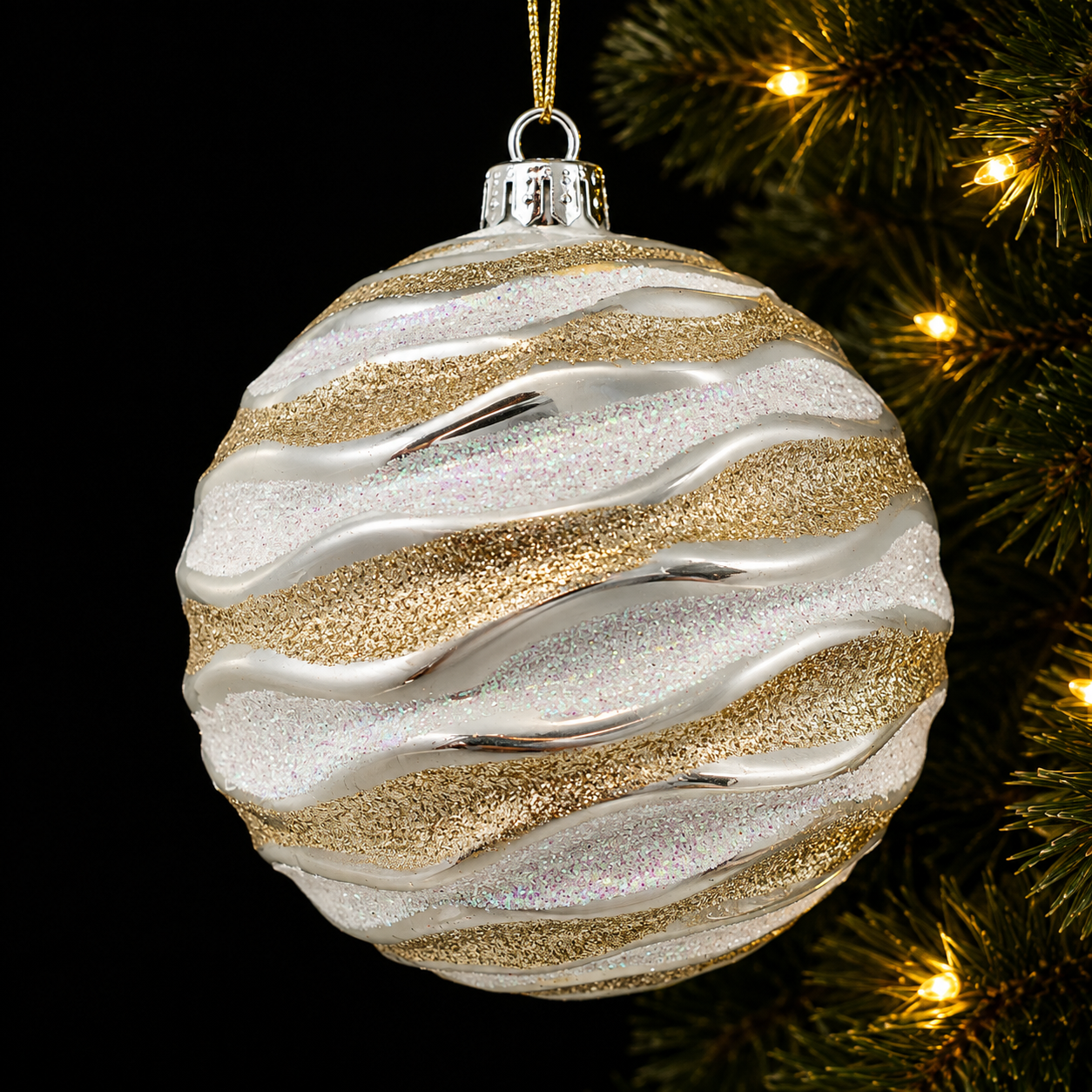 White and Gold Christmas Bauble