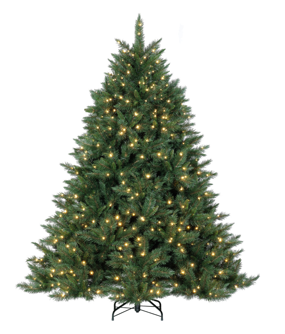 Brunswick Spruce Christmas tree with warm white LED lights, 195cm tall