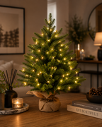 Burlap Table top Christmas tree with battery 60 cm