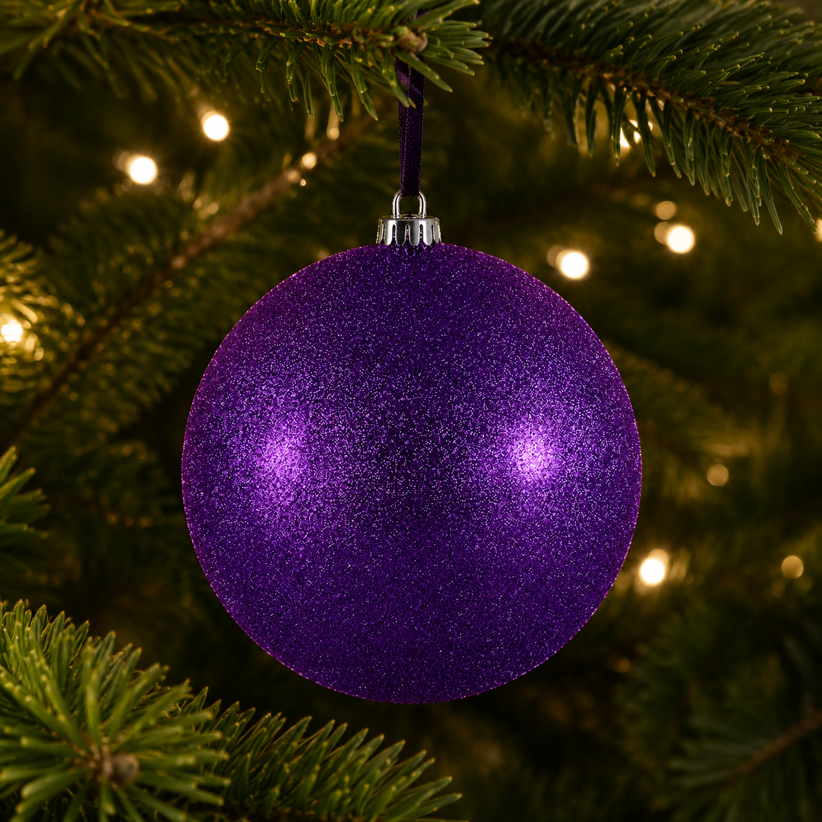 Purple Glitter Bauble 200 mm