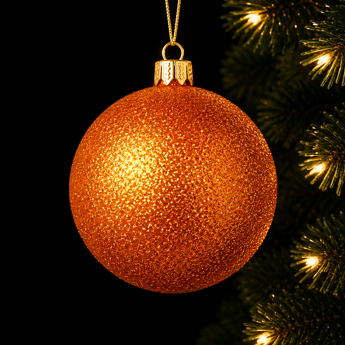 Orange Glitter bauble 90 mm